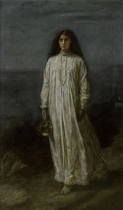 Sleepwalker in old fashioned nightdress