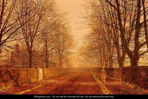 The painting titled Golden Light by John Atkinson Grimshaw.