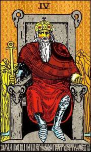 Tarot card showing the emperor on his throne