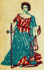 Lady Justice with sword and scales
