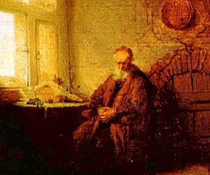 Detail from Rembrandt's Philosopher Meditating
