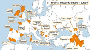 Map of separatist movements in Europe